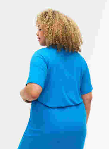 T-shirt van viscose met ribstructuur, Ibiza Blue, Model image number 1