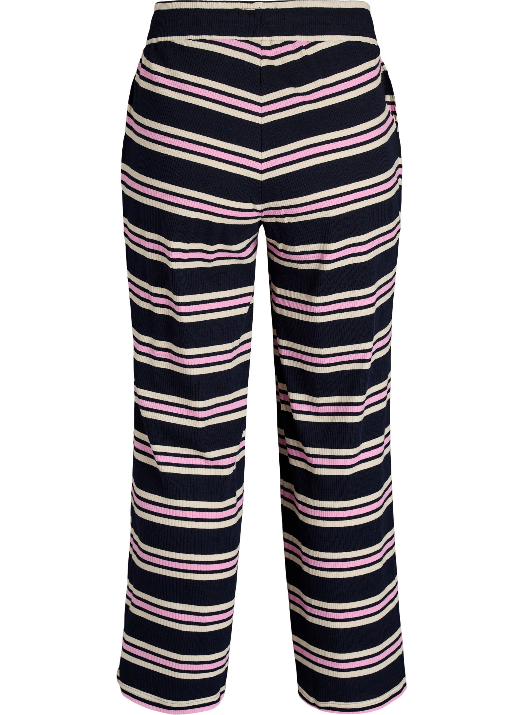 Zizzi Gestreepte pyjamabroek met wijde pijpen, Blauw, Packshot image number 1