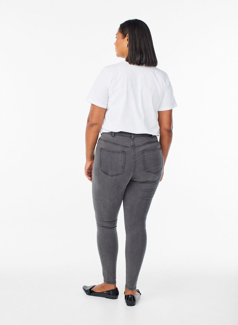 Amy super slim fit jeans met hoge taille, Grijs, Model image number 1
