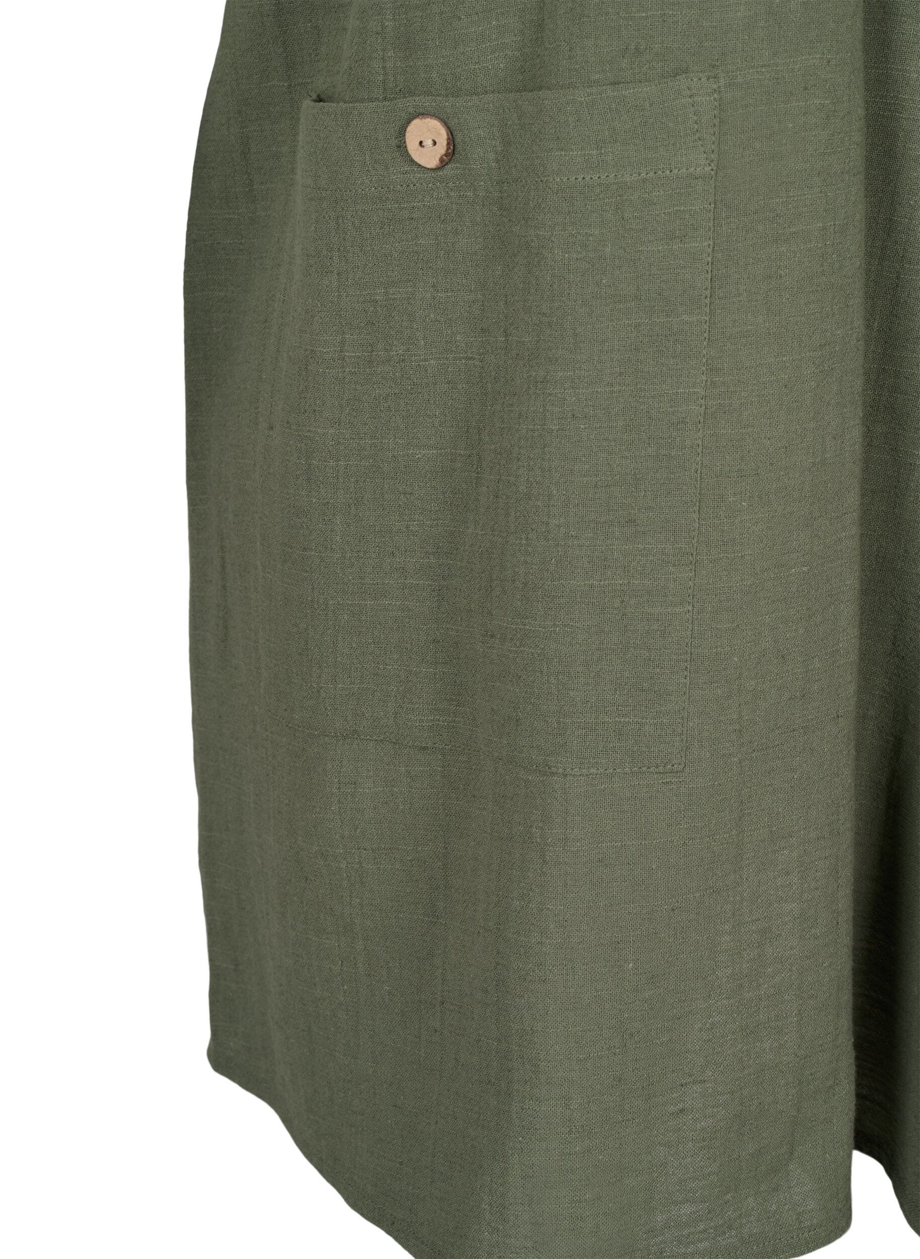 Zizzi Tuniek met 3/4 mouwen van katoenmix en linnen, Thyme, Packshot image number 3