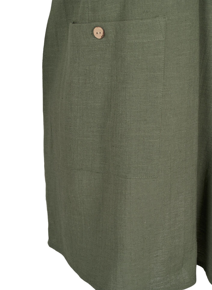 Tuniek met 3/4 mouwen van katoenmix en linnen, Thyme, Packshot image number 3