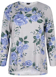 Gebloemde blouse met lange mouwen, Blauw