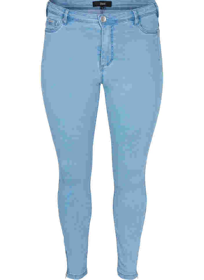 Cropped Amy jeans met rits, Light blue denim, Packshot