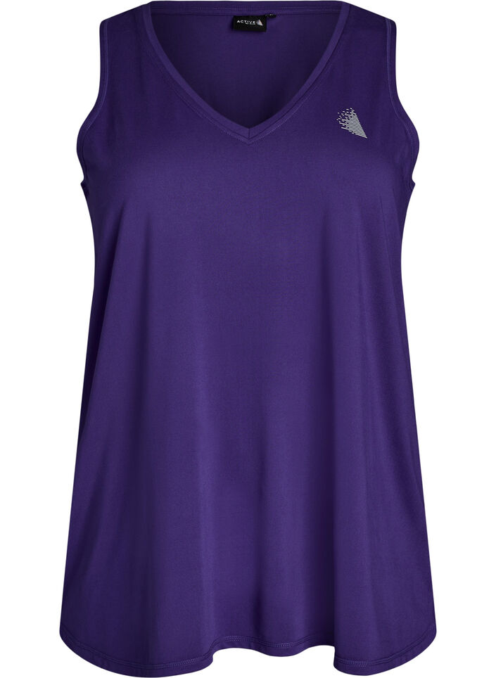 Workout top met V-hals, Purple, Packshot image number 0
