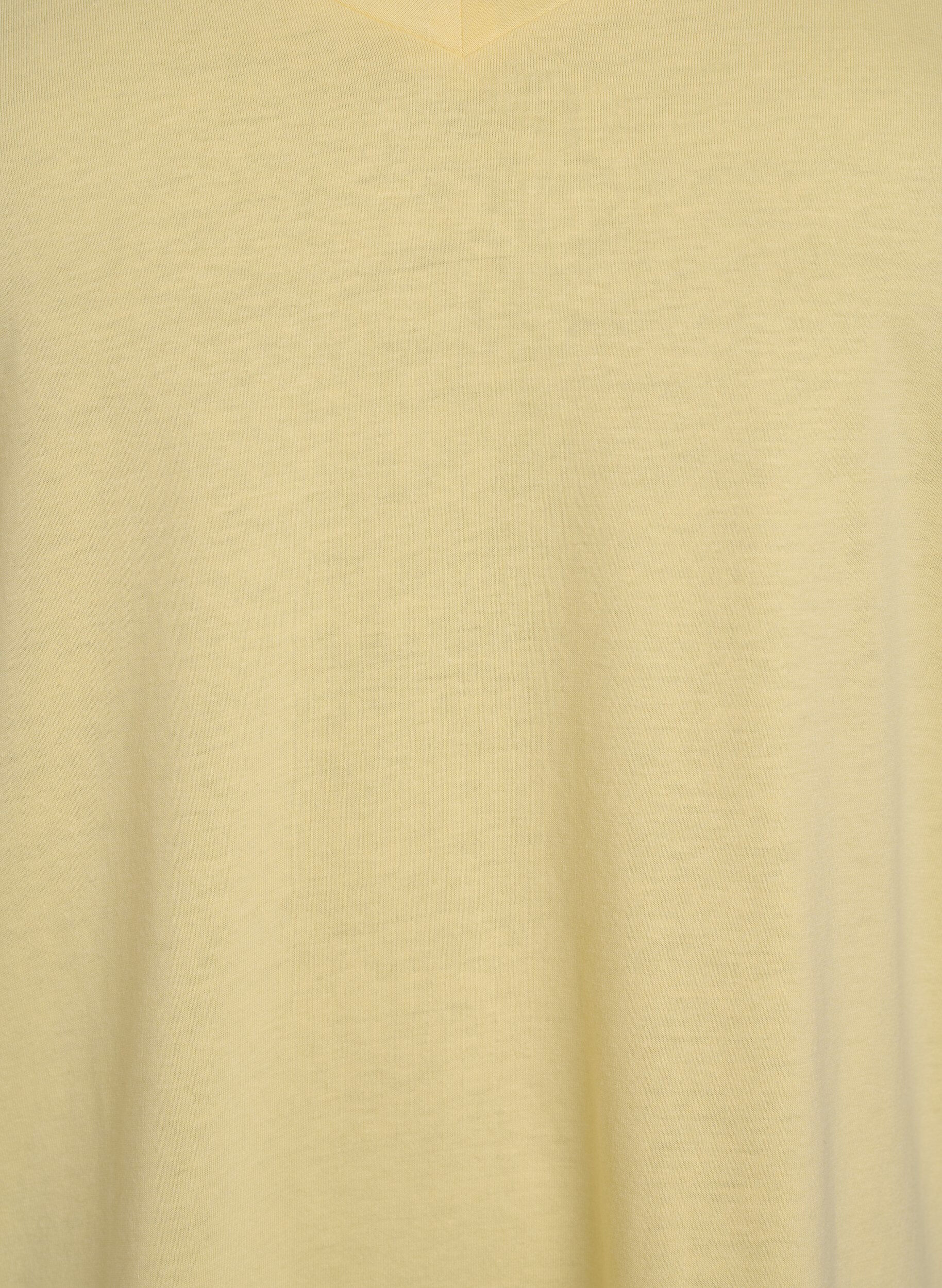 Zizzi T-shirt met korte mouwen en v-hals, Geel, Packshot image number 2