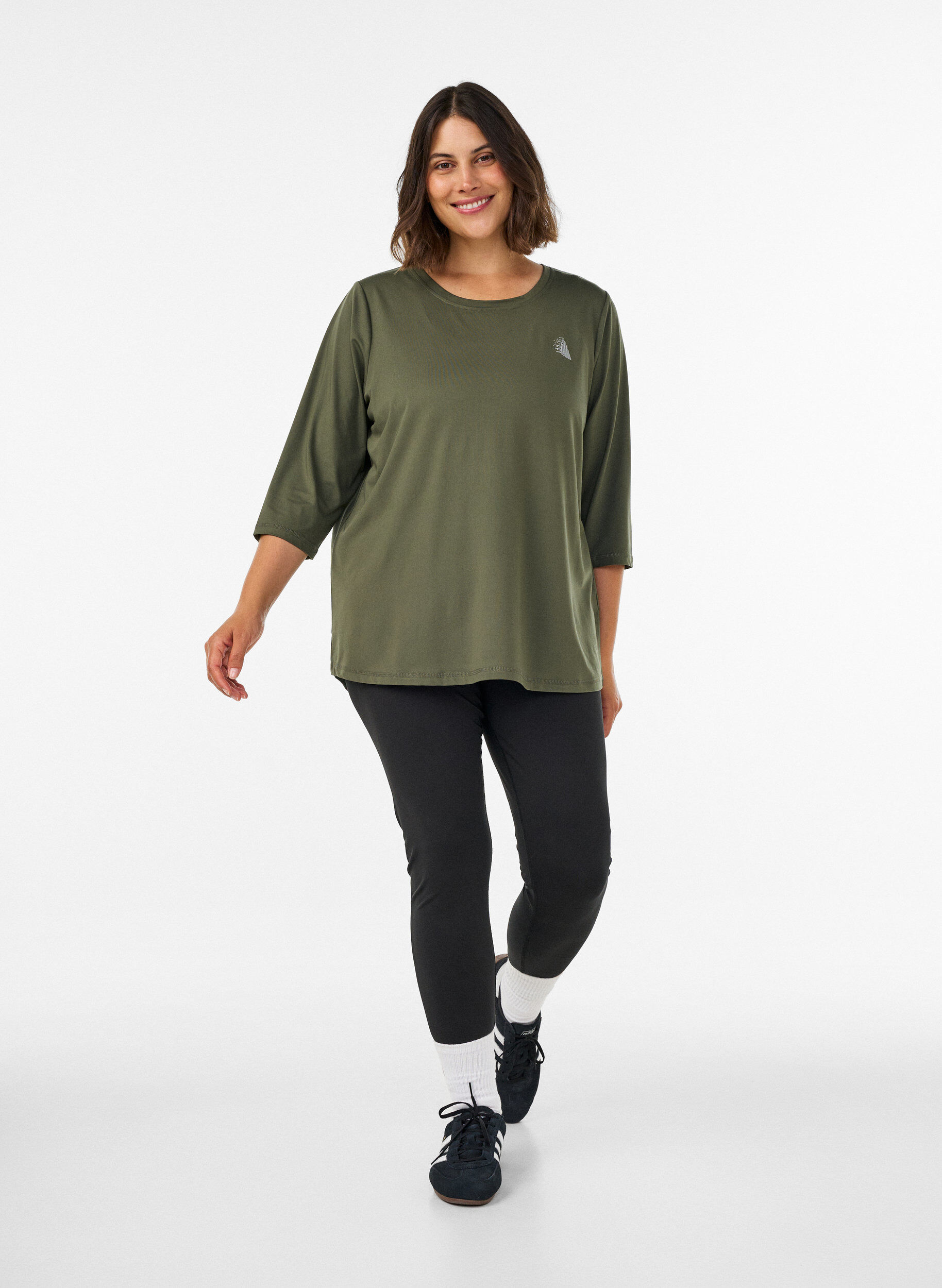 ZizziSporttop met 3/4 mouwen, Groen, Model image number 1