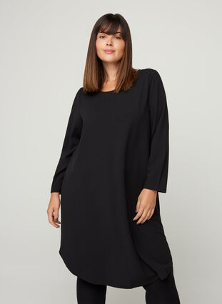 Effen jurk met a-lijn, Black, Model image number 0