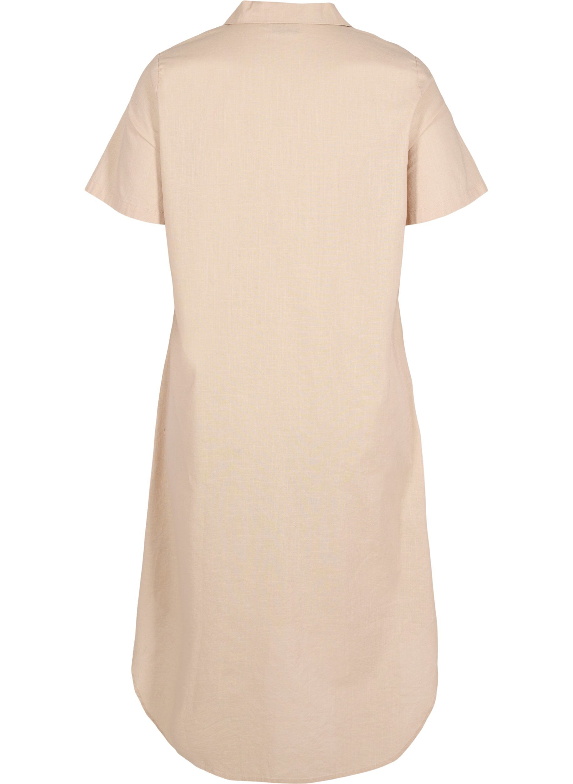 Zizzi Lange katoenen blouse met korte mouwen, Humus, Packshot image number 1