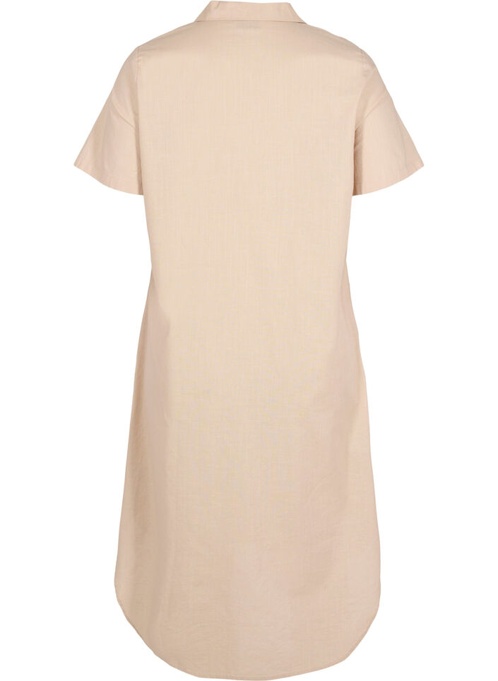 Lange katoenen blouse met korte mouwen, Humus, Packshot image number 1