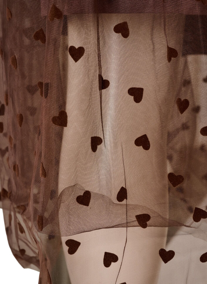 Midi-tule rok met hartjes, Bruin, Packshot image number 3