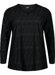 FLASH - Blouse met lange mouwen en structuur, Black