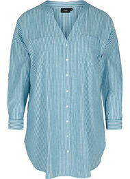 Gestreepte blouse in 100% katoen, Blue Stripe