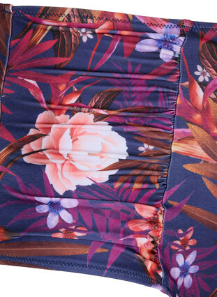 Bikinibroekje met bloemen en hoge taille, Purple Flower, Packshot image number 3