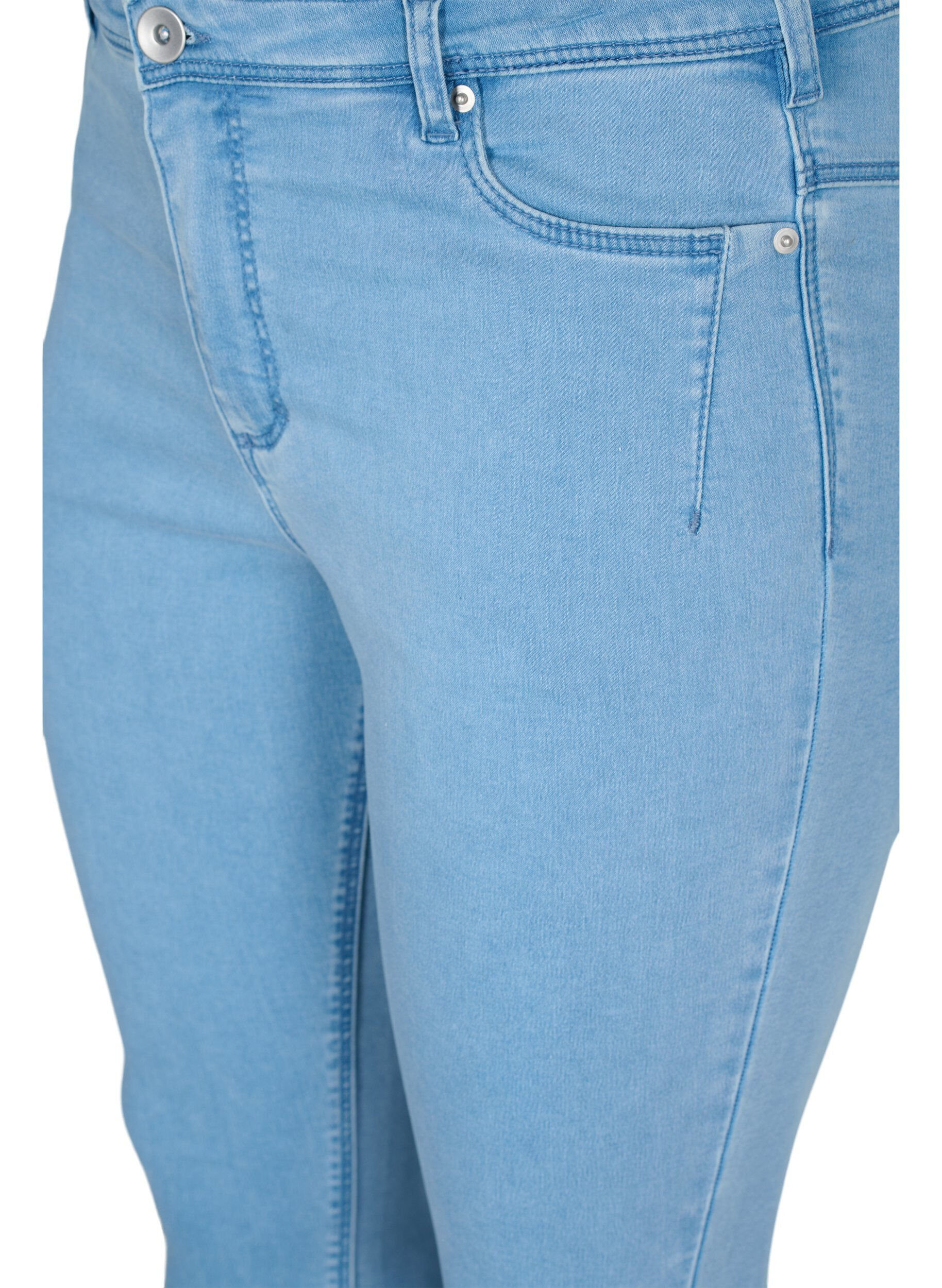 Zizzi Gecropte Amy jeans met ritssluiting details, Blauw, Packshot image number 2