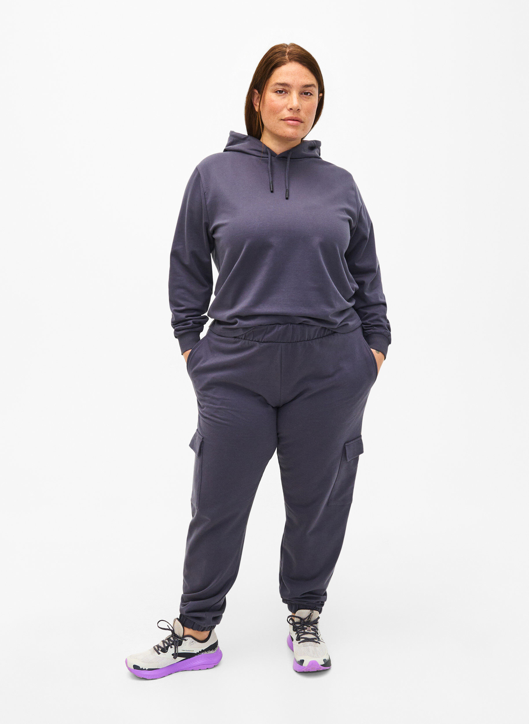 Zizzi Trainingsbroek met cargozakken, Ombre Blue, Model image number 2