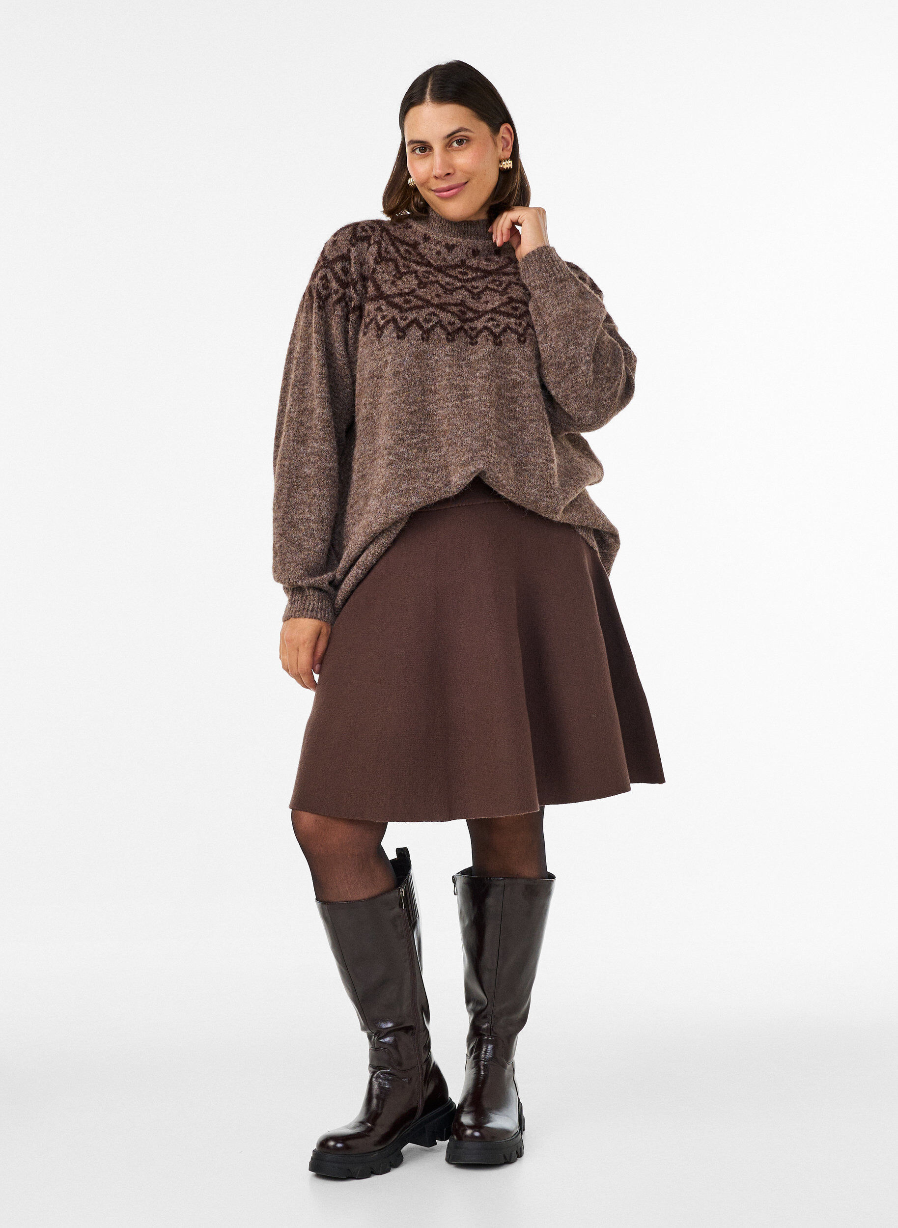 ZizziTrui met Noors patroon, Bruin, Model image number 1
