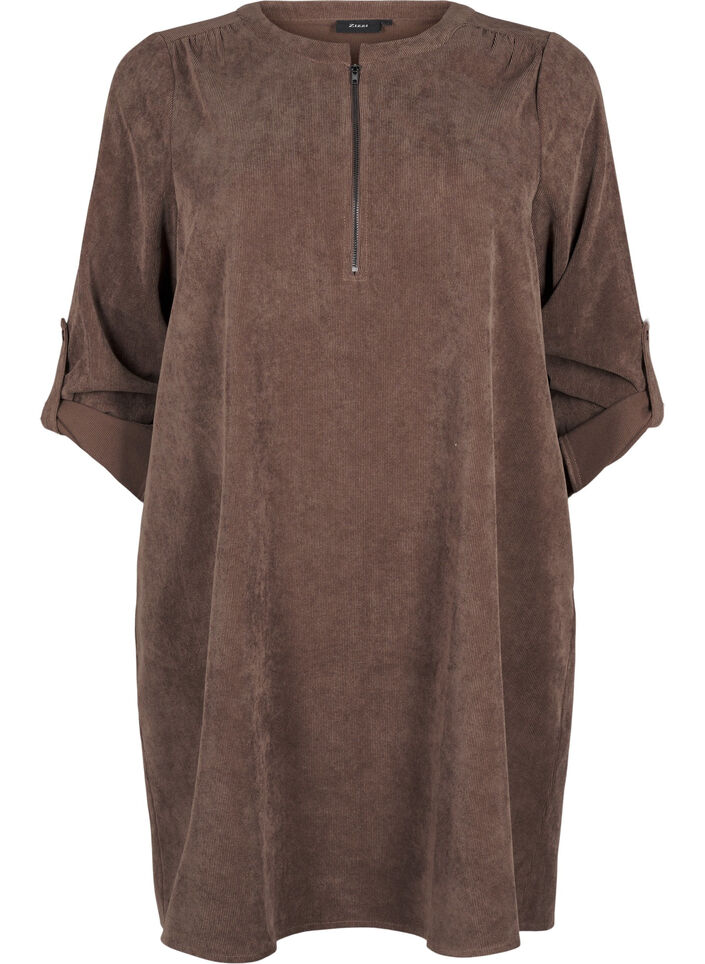 Fluwelen jurk met ritssieraden, Chocolate Martini, Packshot image number 0