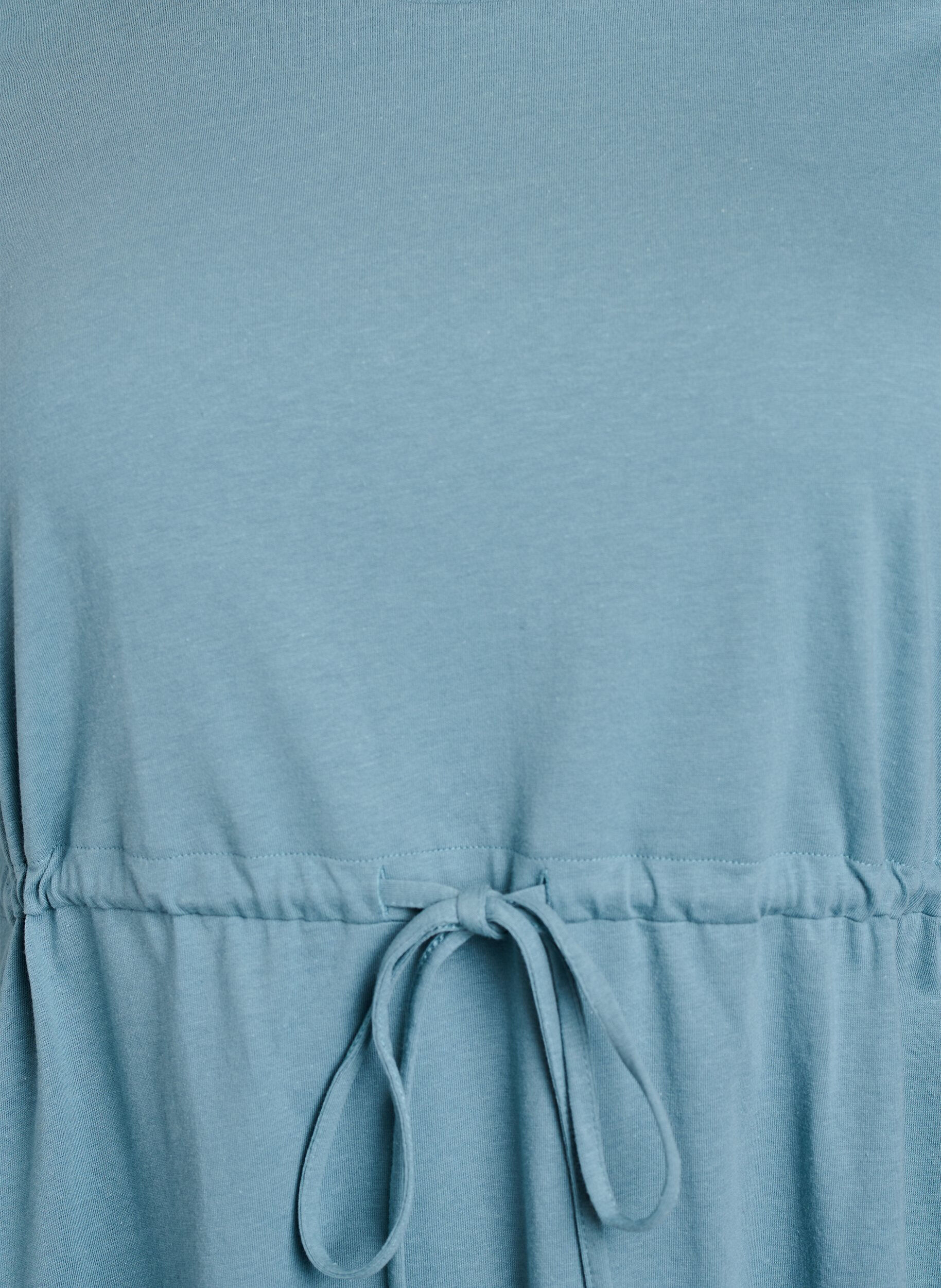 Zizzi FLASH - Korte T-shirtjurk met strikceintuur, Blauw, Packshot image number 2