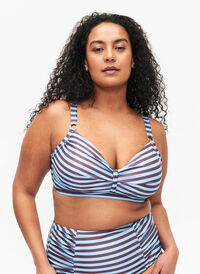 Bikini beugelbeha met print, BlueBrown Stripe AOP, Model