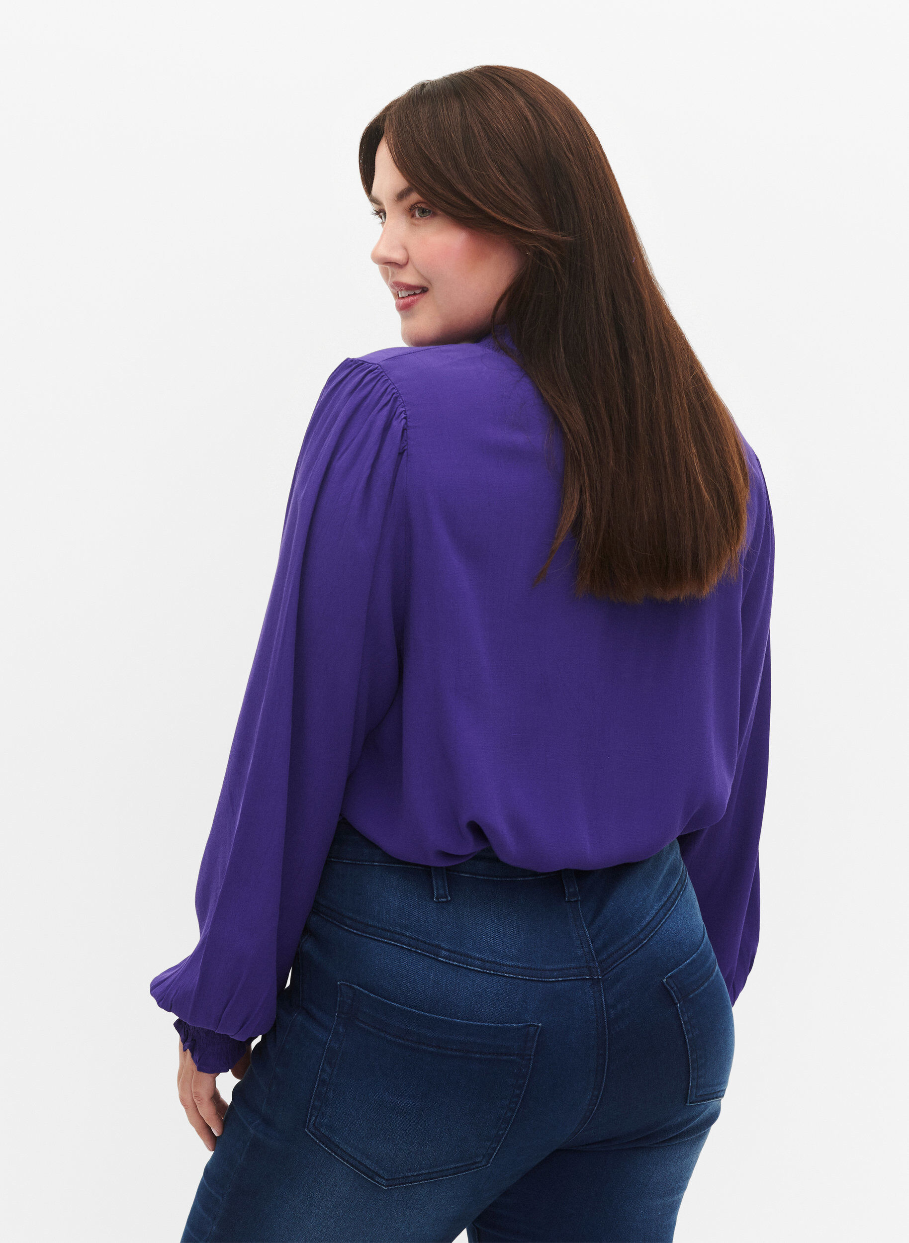 Zizzi Viscose Shirt blouse met lange mouwen, Heliotrope, Model image number 1