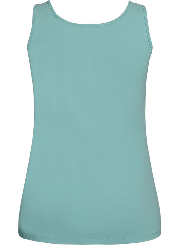 Effen basic top in katoen, Groen, Packshot image number 1