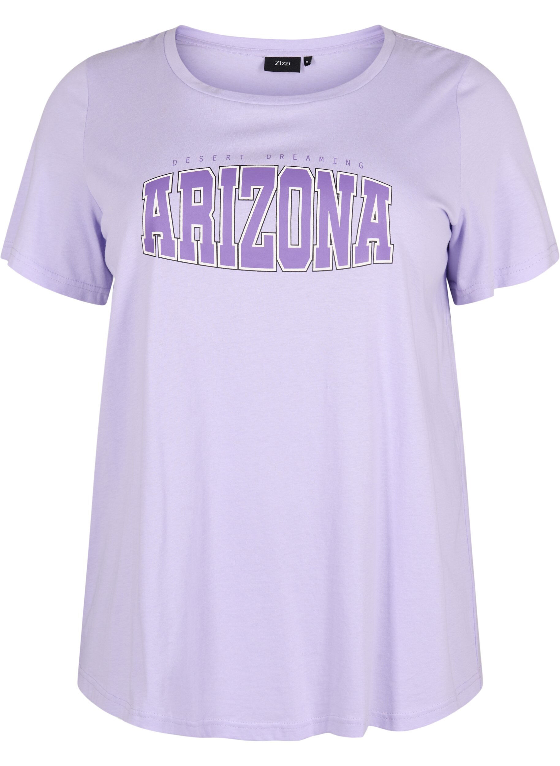 Zizzi Katoenen t-shirt met printdetail, Lavender ARIZONA, Packshot image number 0