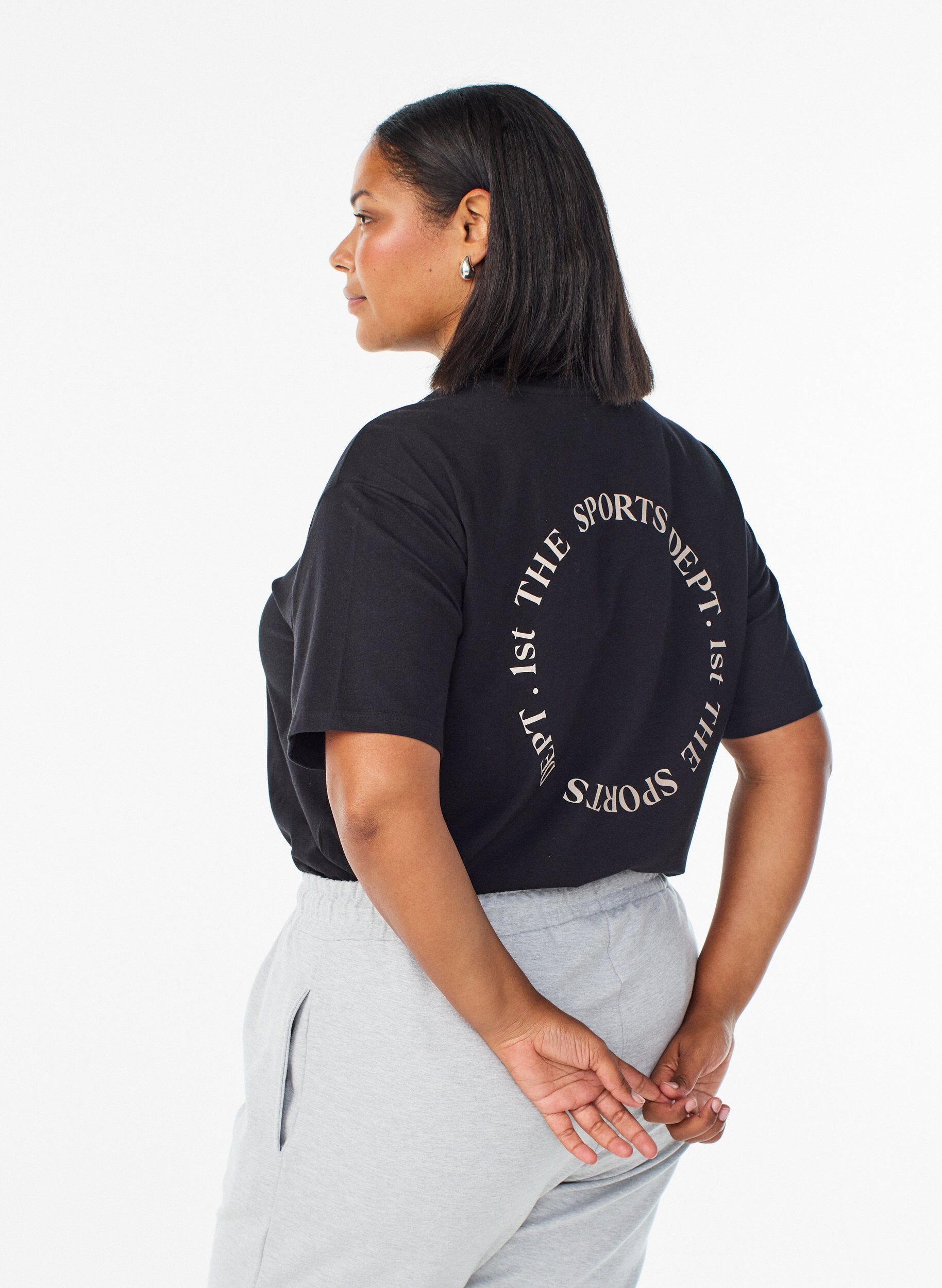ZizziSporty T-shirt in biologische katoen, Zwart, Model image number 2