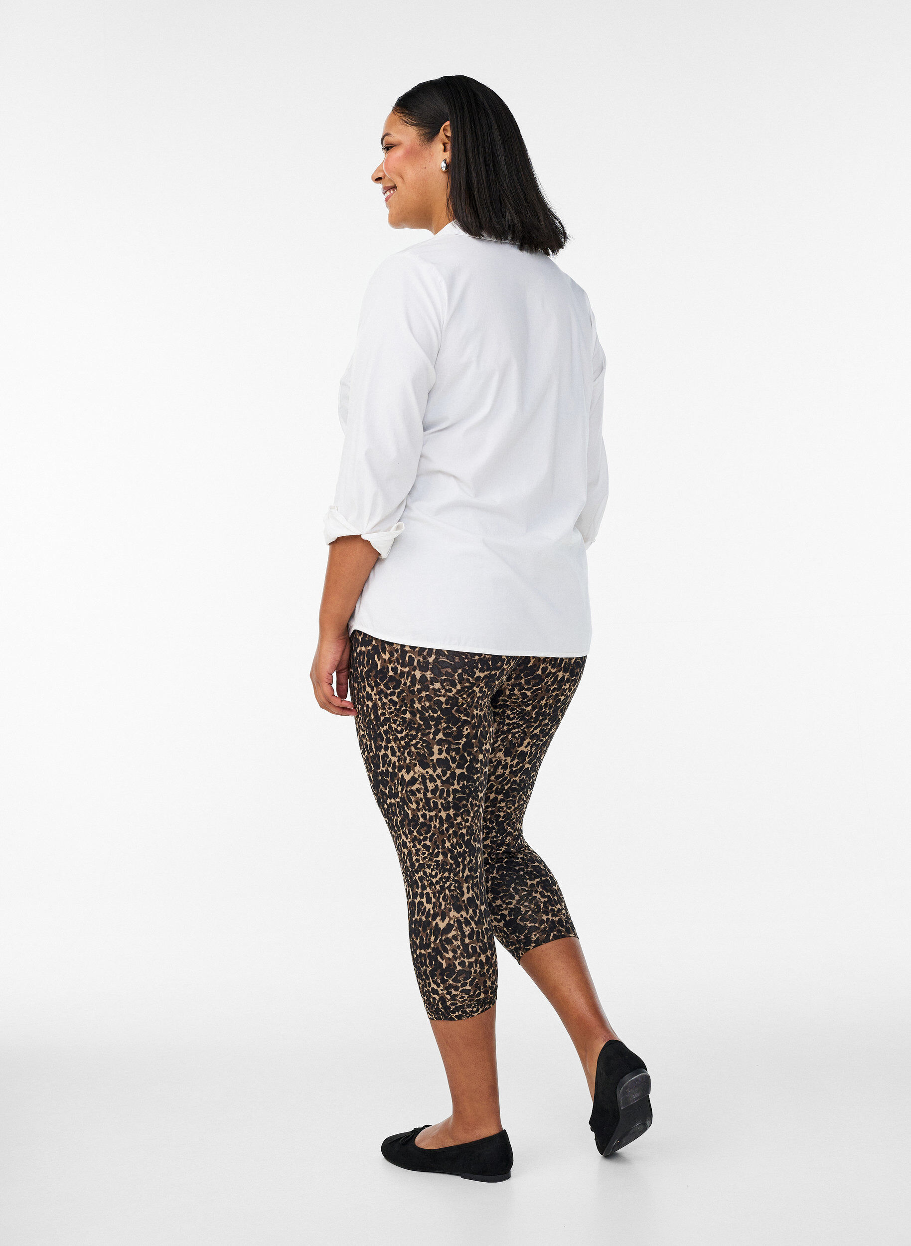 Zizzi 2-pack 3/4 lengte leggings, Zwart, Model image number 2