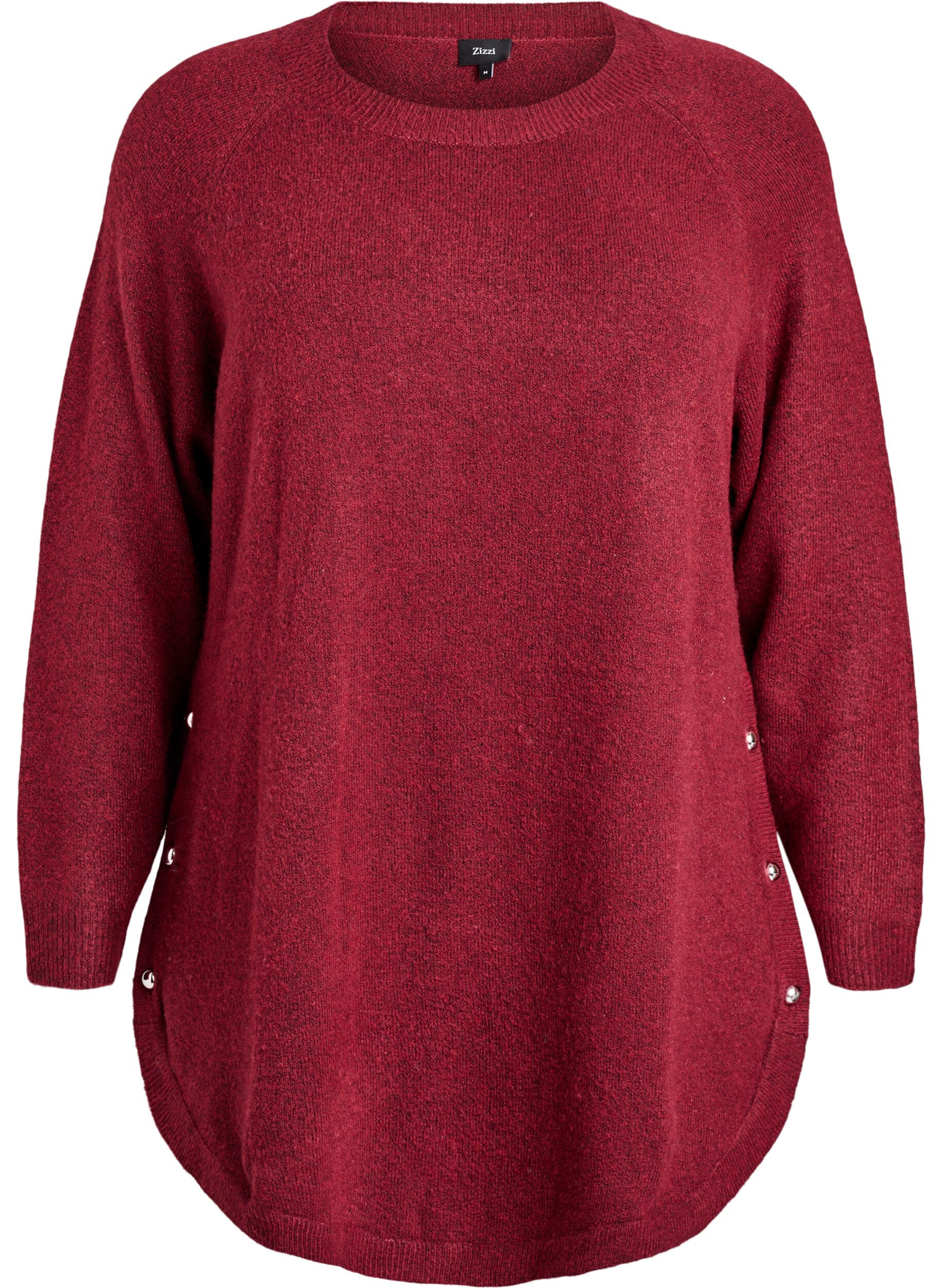 Lange gebreide blouse met balknopen