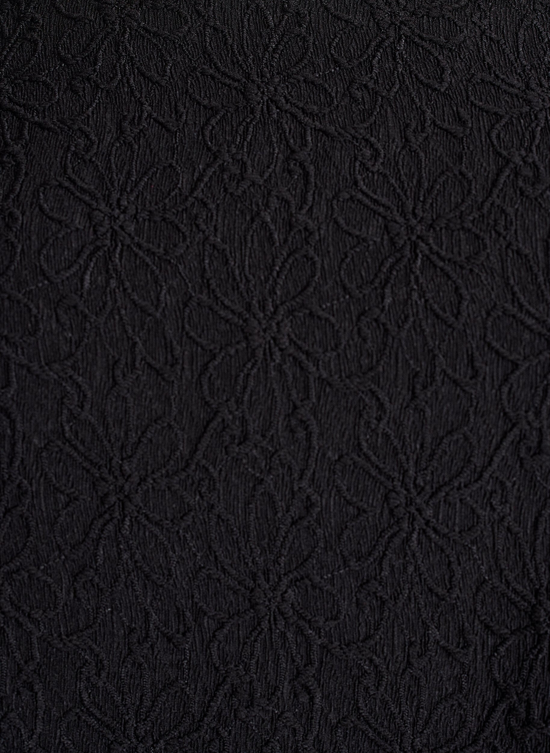 Zizzi Gebloemde textuurjurk met lange mouwen, Zwart, Packshot image number 2