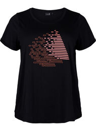 Sport-T-shirt met print, Black w. Copper Foil