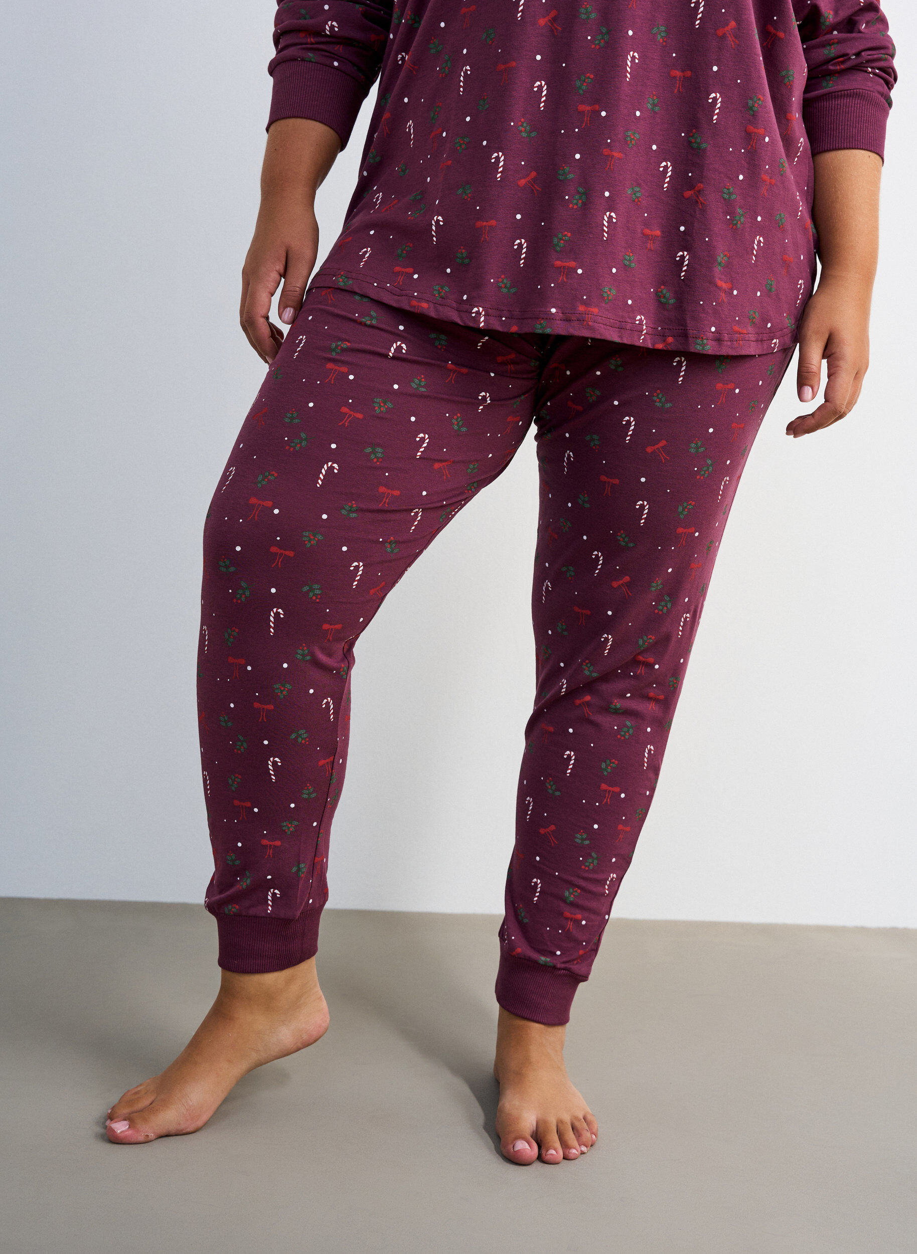 ZizziBedrukte pyjamabroek, Donker Bordeaux, Model image number 2