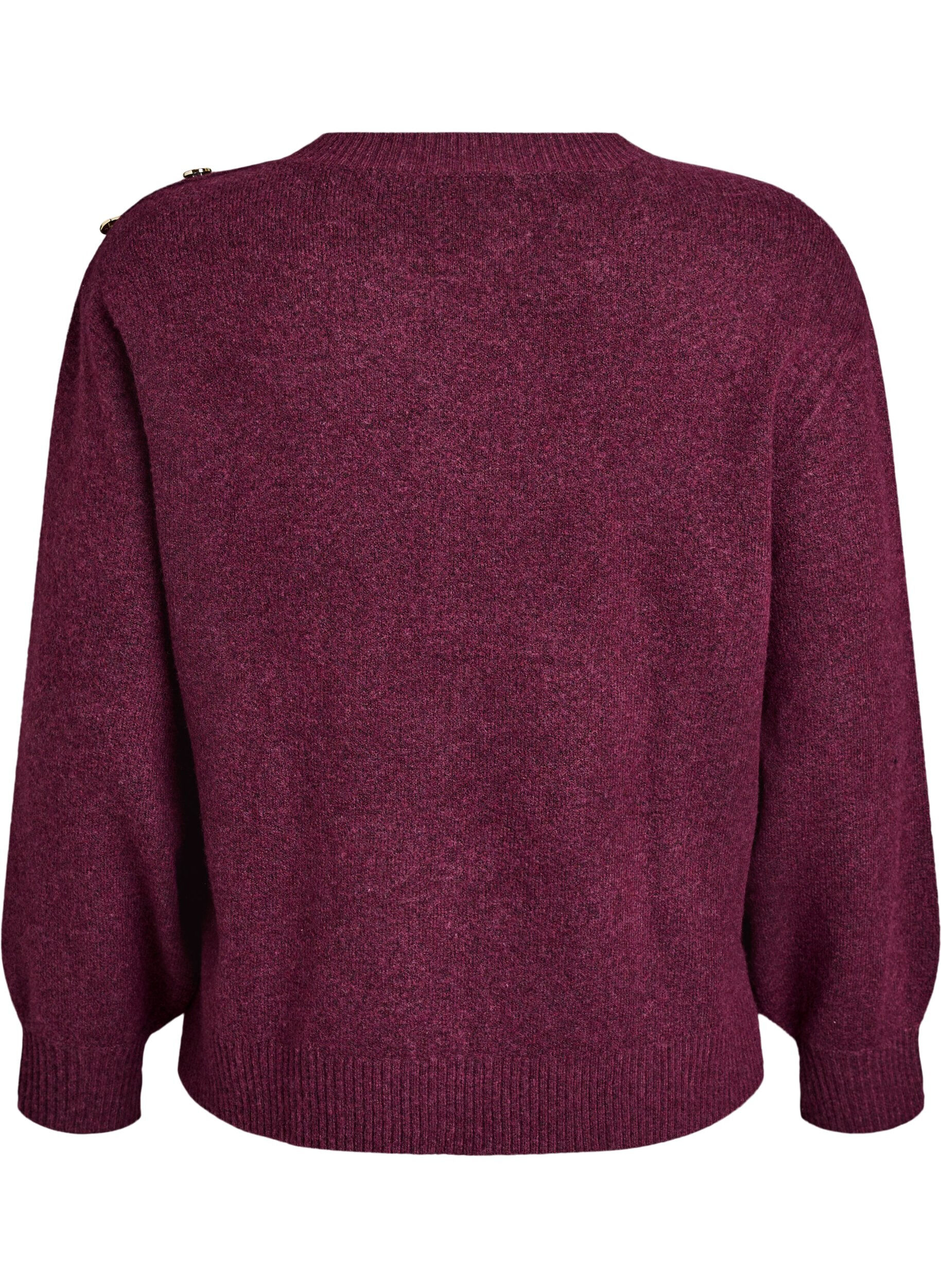 Zizzi Breisel blouse met knoopdetail, Donker Bordeaux, Packshot image number 1