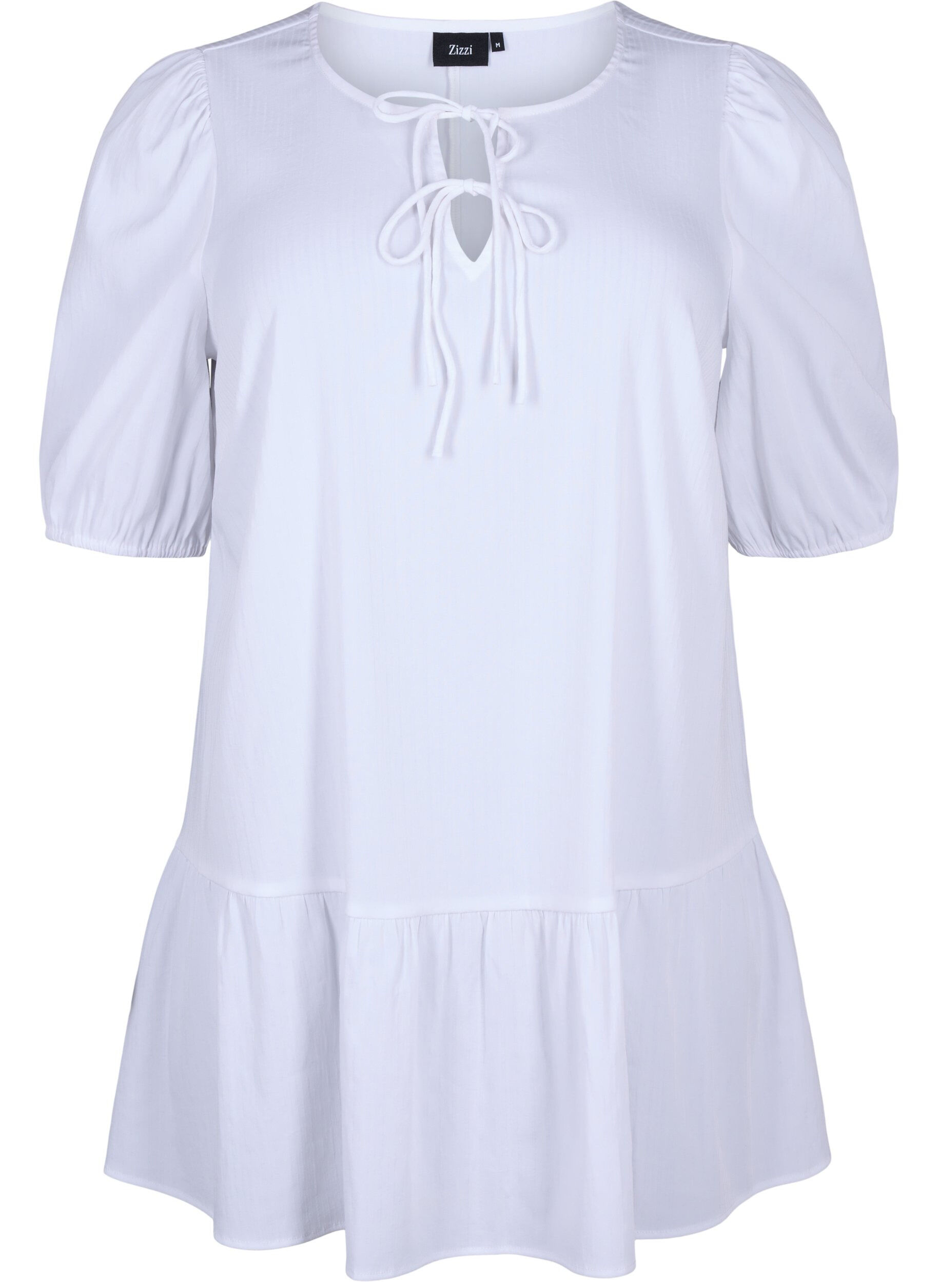 Zizzi Tuniek van viscose met strikjes, Bright White, Packshot image number 0