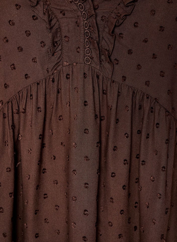 Viscose blouse met een stippenstructuur en V-hals, Bruin, Packshot image number 2