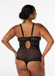 Kantbody met vetersluitingdetails, Zwart, Model image number 1