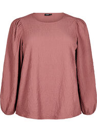 FLASH - Blouse met lange mouwen en ronde hals, Rose Brown