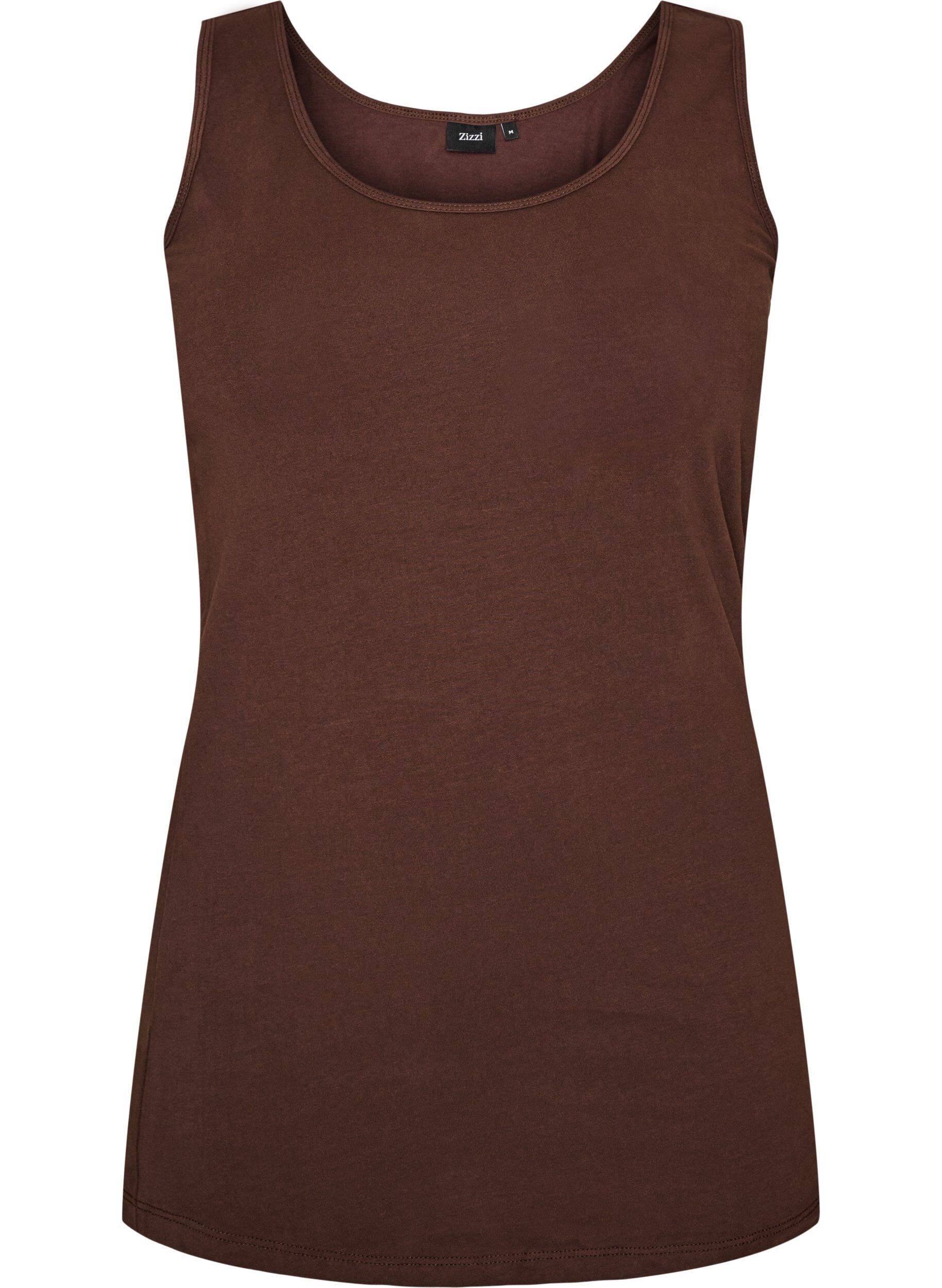ZizziEffen basic top in katoen, Bruin, Packshot image number 0