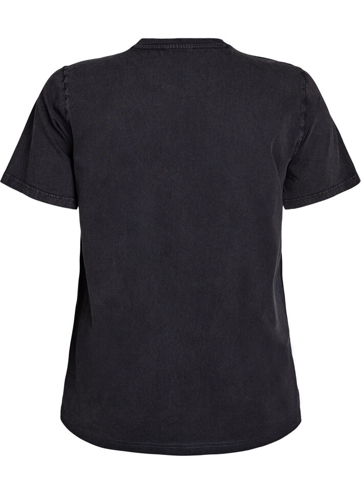 T-shirt van biologisch katoen met statementprint, Grijs, Packshot image number 1