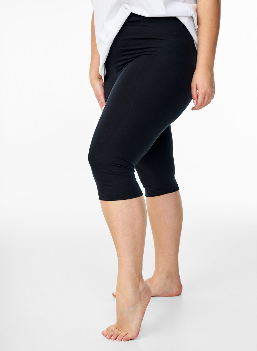 Basic 3/4 viscose leggings, Black, Model image number 0
