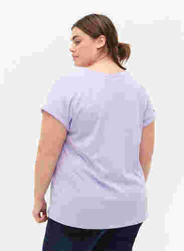 T-shirt met korte mouwen van katoenmix, Lavender, Model image number 1