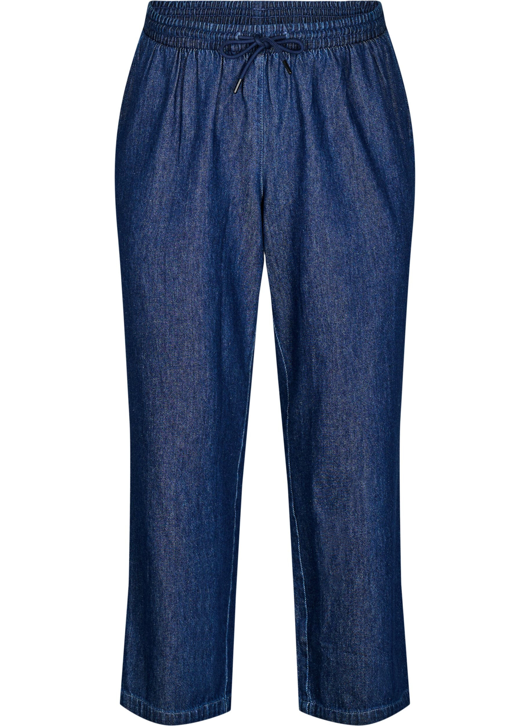 Jeans met rechte pasvorm en elastische taille