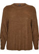 Gebreide blouse met ribstructuur en knoopdetails, Bruin, Packshot image number 0