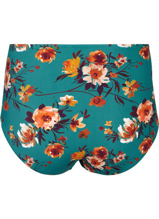 Bikinibroekje met hoge taille en bloemenprint, Green Flower, Packshot image number 1