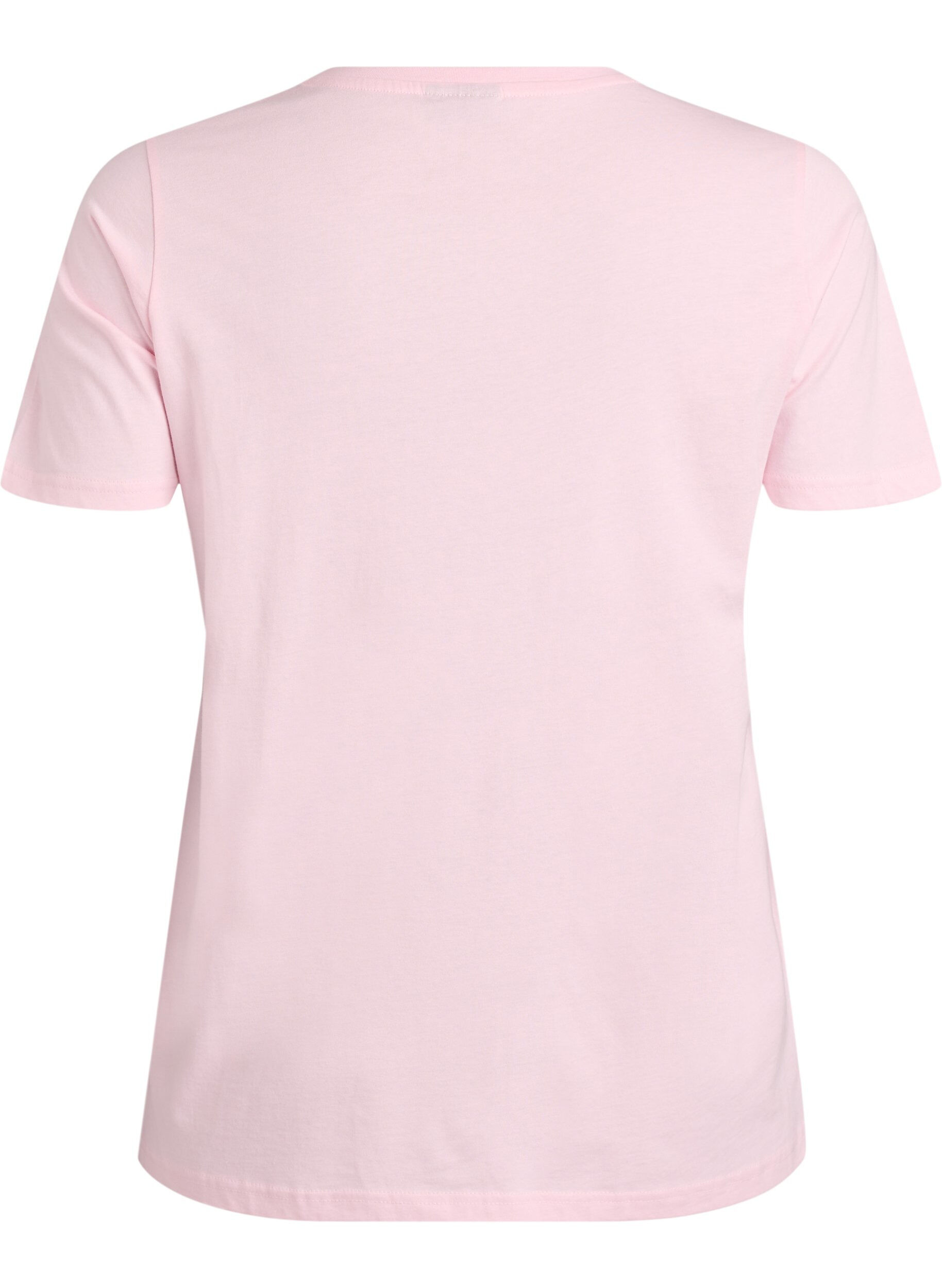 Zizzi Katoenen T-shirt met decoratief detail vooraan, Roze, Packshot image number 1