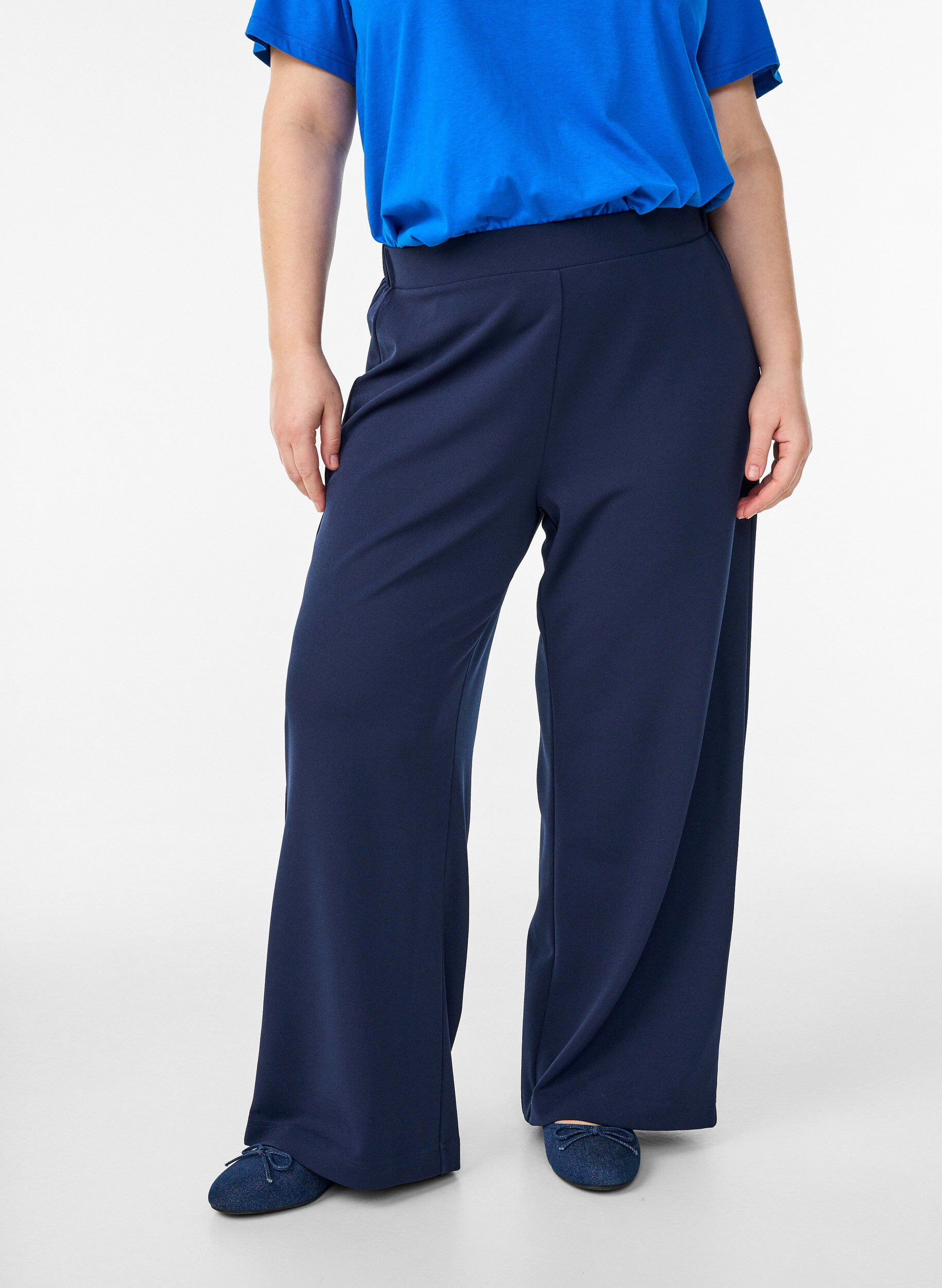 Zizzi FLASH - Broek met wijde pijpen, Blauw, Model image number 2