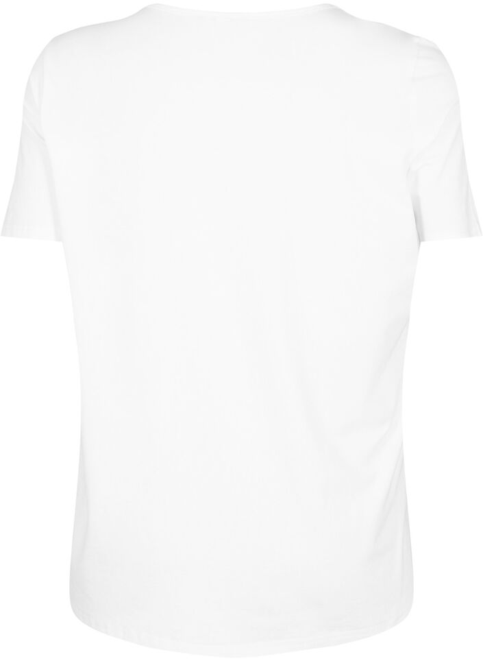 T-shirt met v-hals en kruisdetail, Warm Off-white, Packshot image number 1