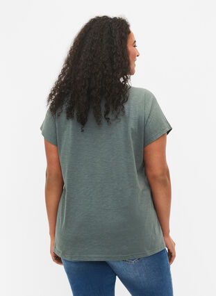 Katoenen t-shirt met bladprint, Balsam Green Leaf, Model image number 1