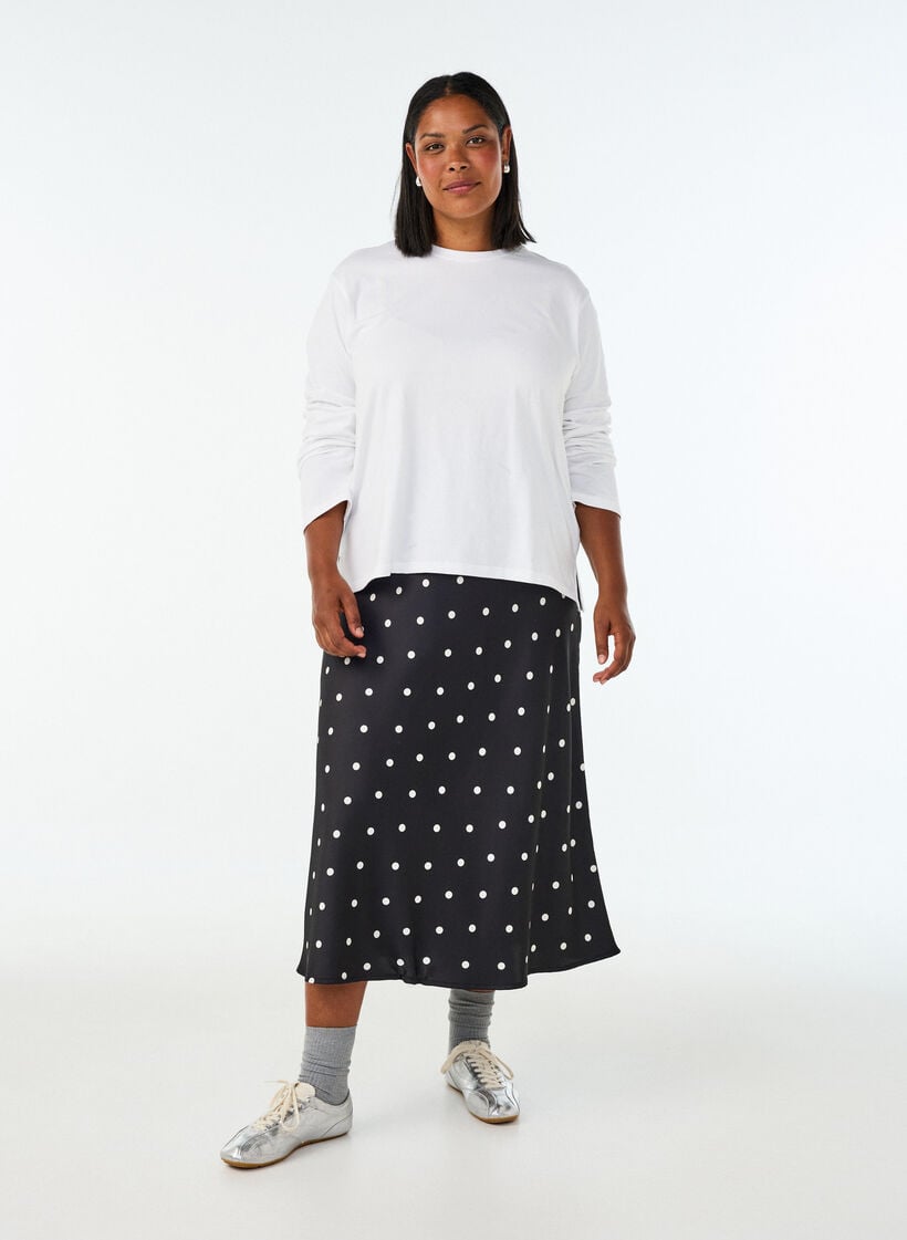 Basic T-shirt met lange mouwen, Wit, Model image number 1