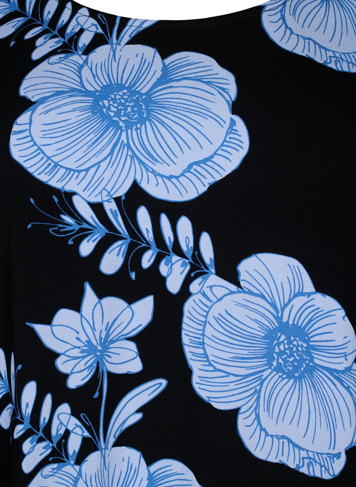 FLASH - Viscose blouse met korte mouwen en print, Zwart, Packshot image number 2